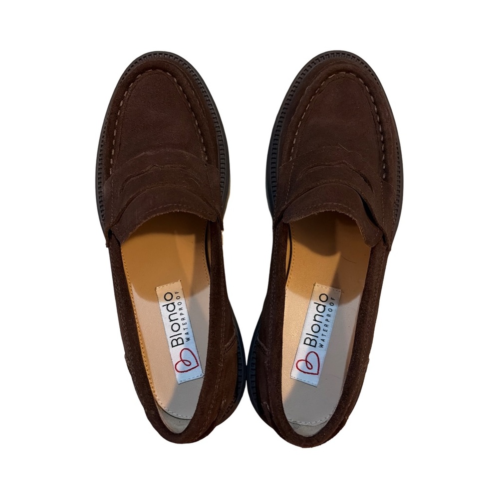Blondo Dark Brown Suede Penny Loafers - Picture 4 of 7
